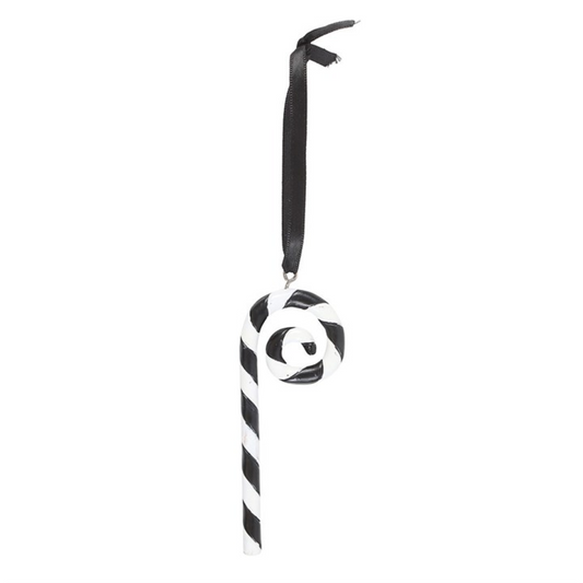 Black and White Candy Cane Hanging Christmas Tree Ornament