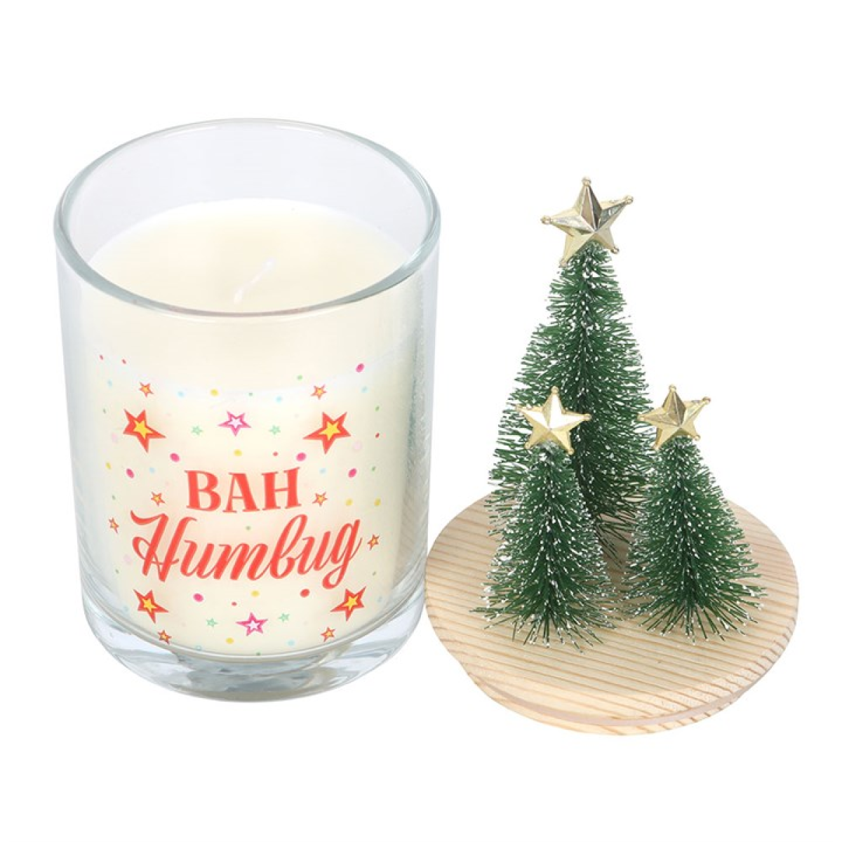 Bah Humbug Orange & Clove Glass Candle with Tree Decoration