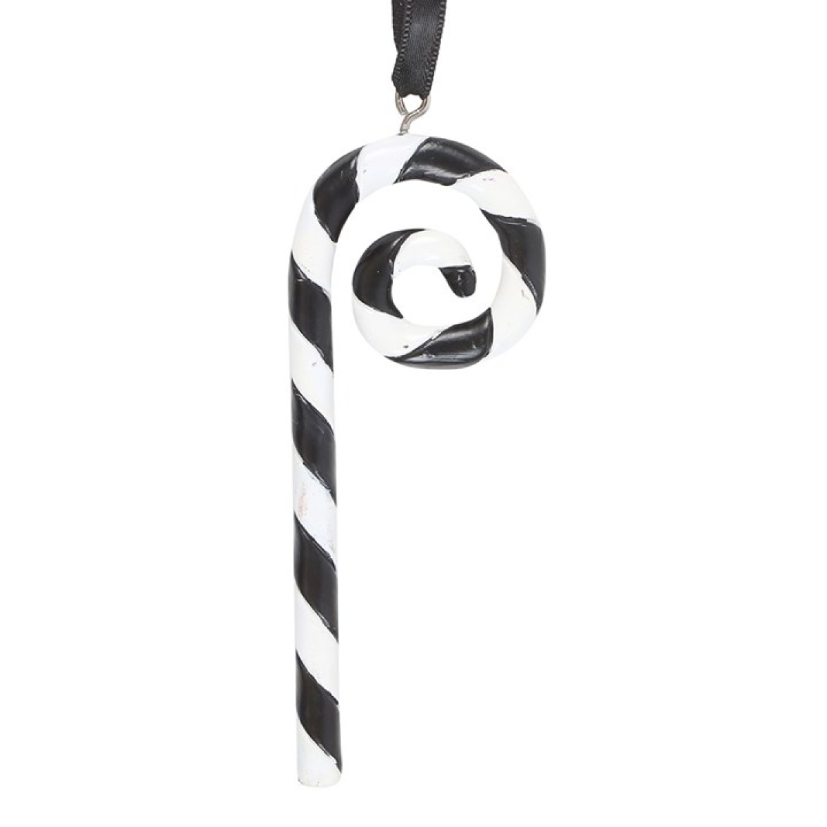 Black and White Candy Cane Hanging Christmas Tree Ornament