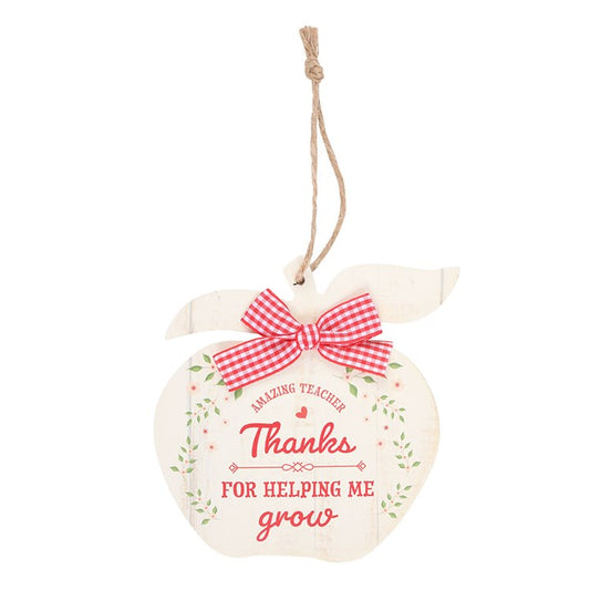 Thanks for Helping Me Grow Wooden Apple Hanging Decoration