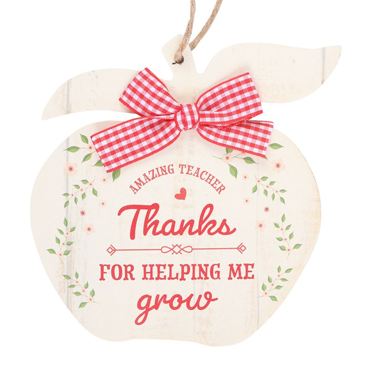 Thanks for Helping Me Grow Wooden Apple Hanging Decoration