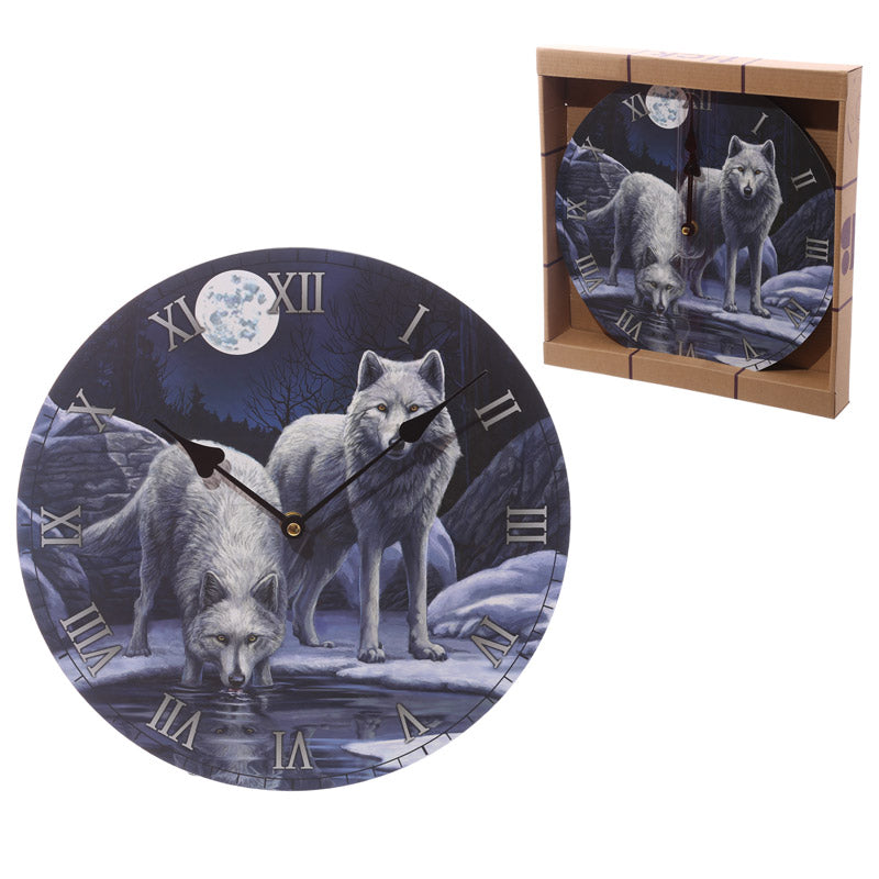 'Warriors of WInter' Wooden Wall Clock - A Lisa Parker Wolf Design