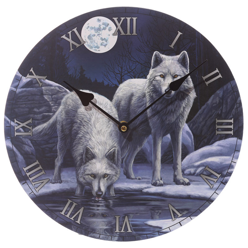 'Warriors of WInter' Wooden Wall Clock - A Lisa Parker Wolf Design