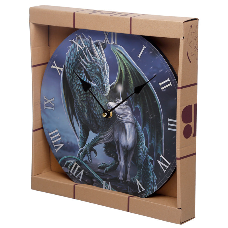 'Protector of Magick' Wooden Wall Clock - A Lisa Parker Dragon & Unicorn Design