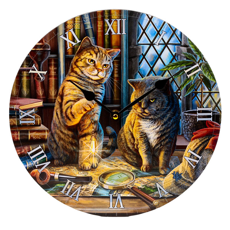 'Purrlock Holmes' Wooden Wall Clock - A Lisa Parker Cat Design