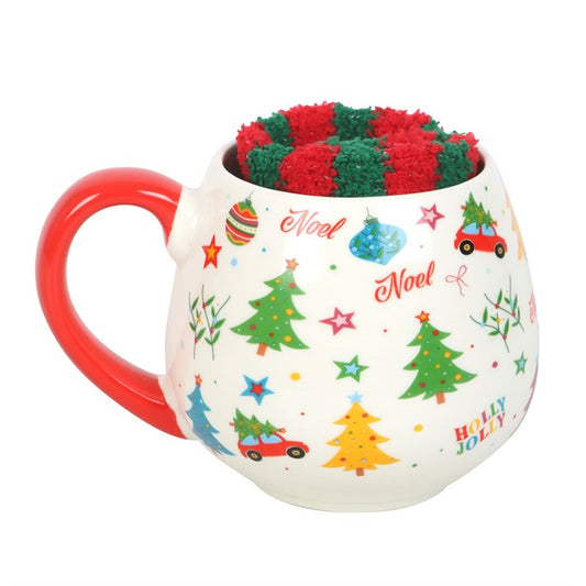 Nostalgic Christmas Print Mug and Socks Gift Set