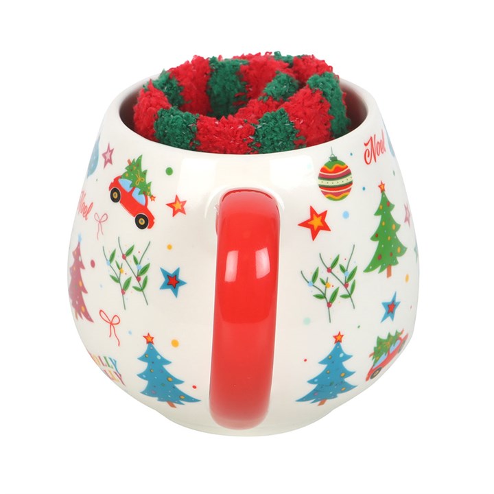 Nostalgic Christmas Print Mug and Socks Gift Set