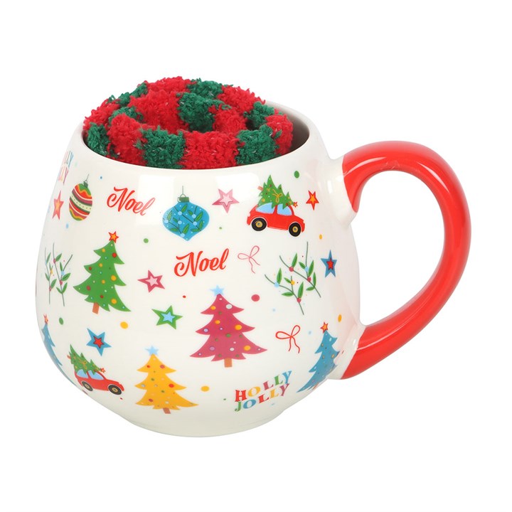 Nostalgic Christmas Print Mug and Socks Gift Set