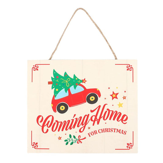 'Coming Home for Christmas' Wooden Hanging Sign