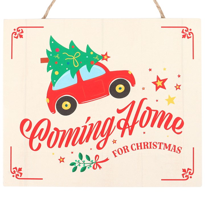 'Coming Home for Christmas' Wooden Hanging Sign