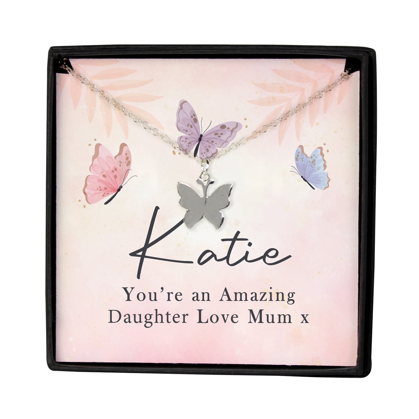 Personalised Sentiment Card & Butterfly Necklace - Any Occasion