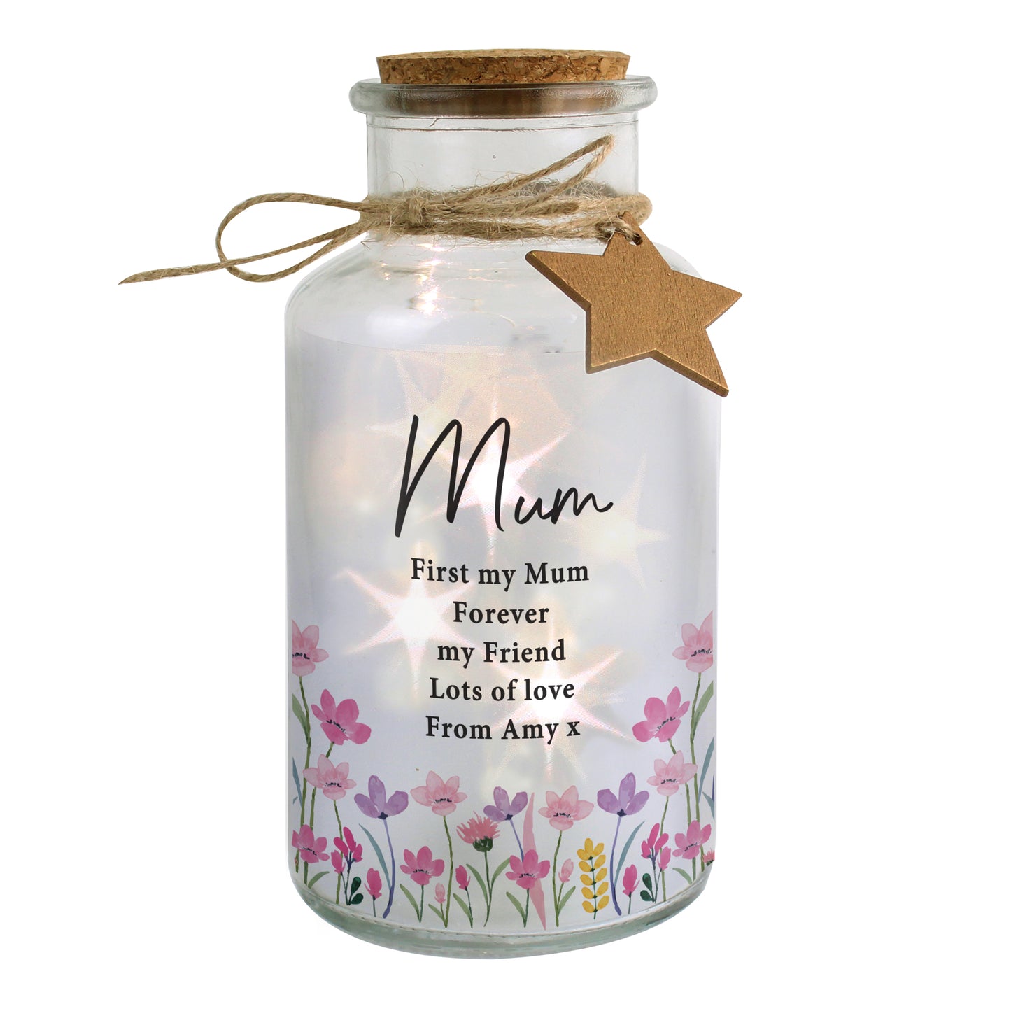 Personalised Floral LED Decorative Light Up Jar