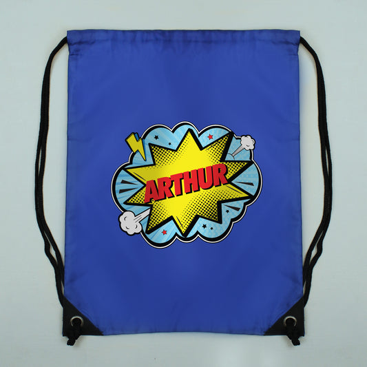 Personalised Superhero Swimming, Gym or Kit Bag - Blue