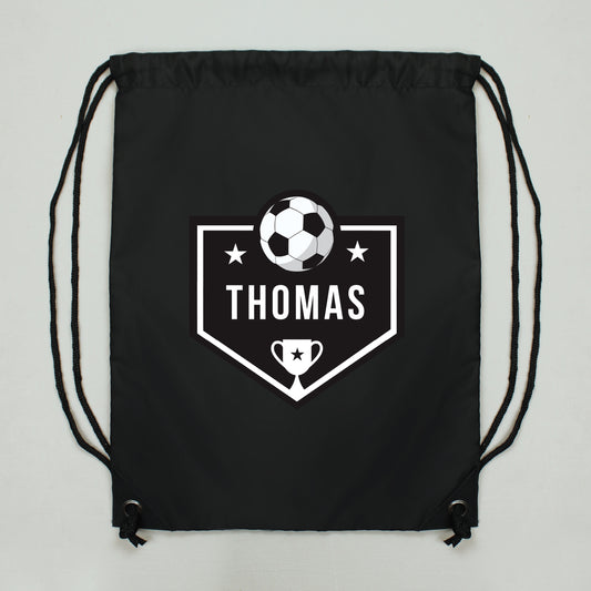Personalised Football Swimming, Gym or Kit Bag - Black