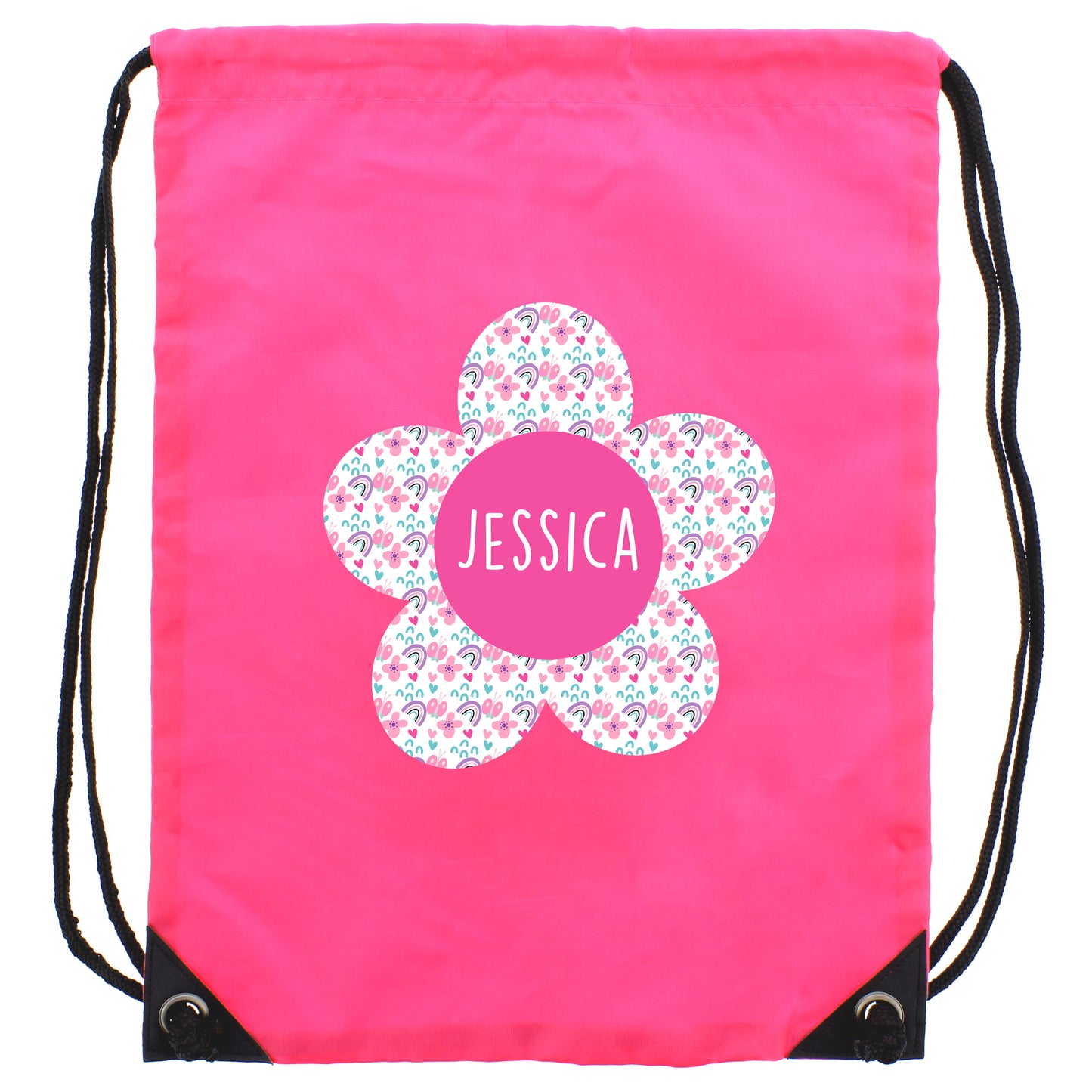 Personalised Flower Swimming, Gym or Kit Bag - Pink
