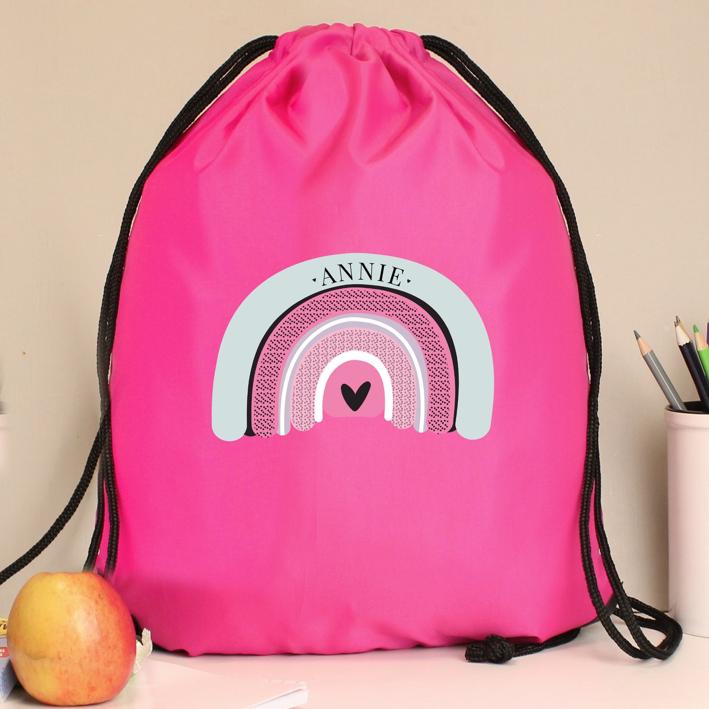 Personalised Rainbow Swimming, Gym or Kit Bag - Pink