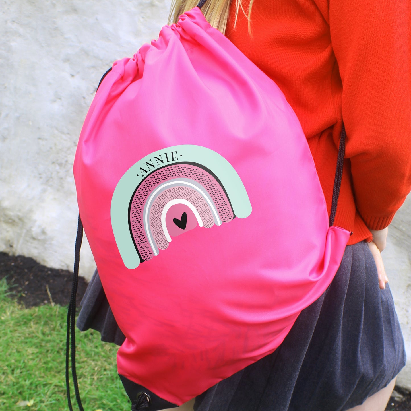 Personalised Rainbow Swimming, Gym or Kit Bag - Pink