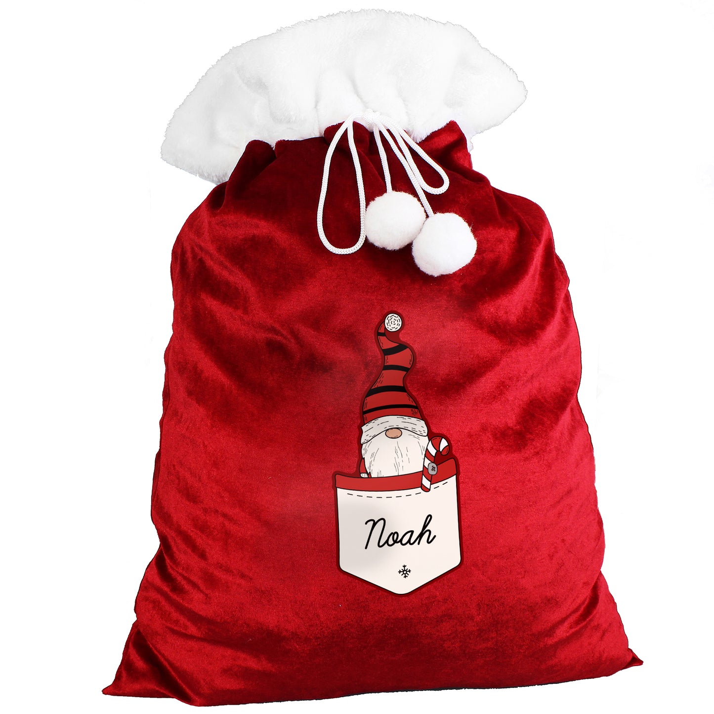 Personalised Pocket Gonk Family Red Christmas Sack - Boy Design