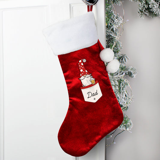 Personalised Pocket Gonk Family Red Christmas Stocking - Male/Dad Design