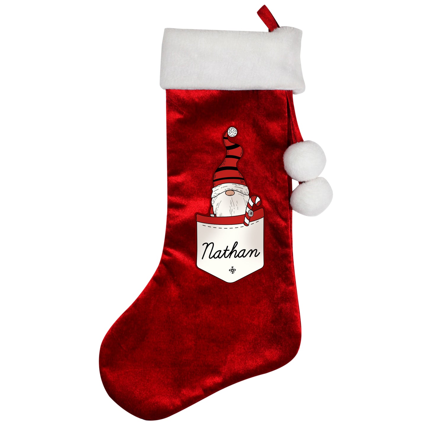 Personalised Pocket Gonk Family Red Christmas Stocking - Boy Design