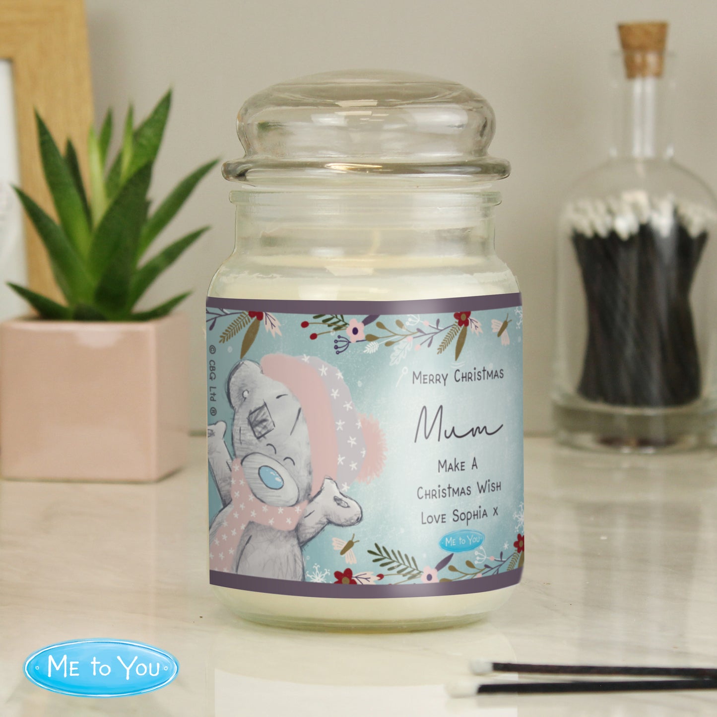 Personalised Me to You LARGE Cosy Winter Candle Jar - Vanilla Scent