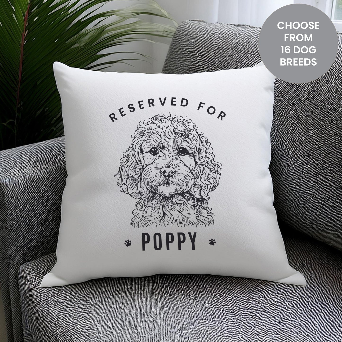 Personalised Dog Breed Cushion - Choose from 16 Breeds