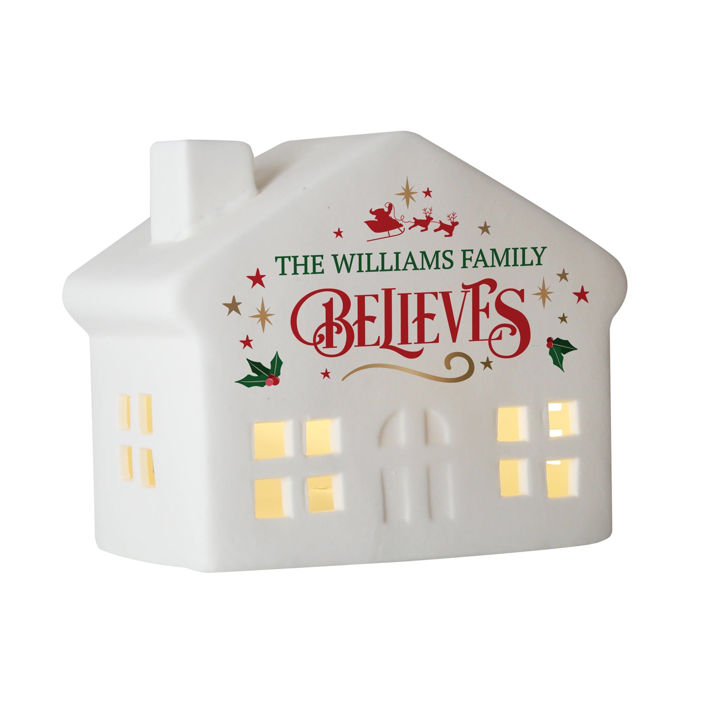 Personalised 'Believe' in Christmas LED House