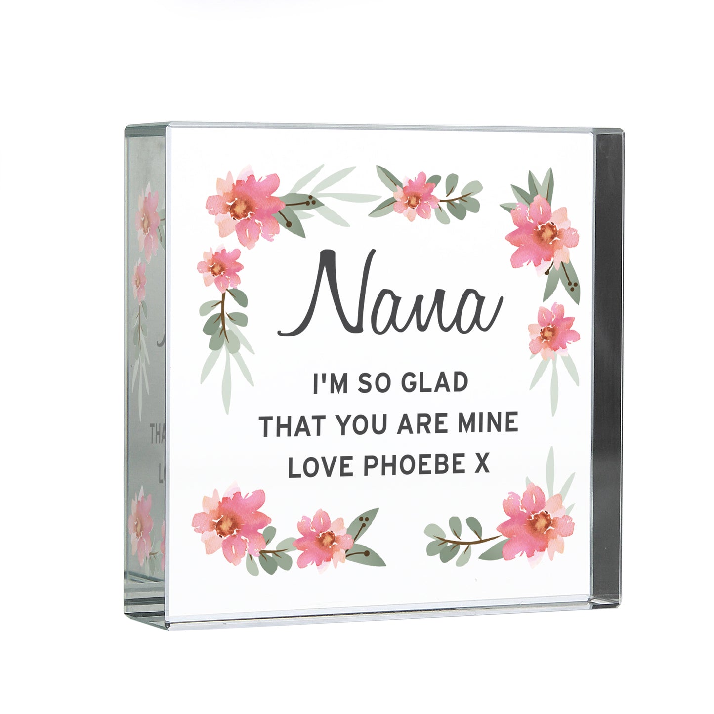 Personalised Floral Sentimental Crystal Token - Any Occasion