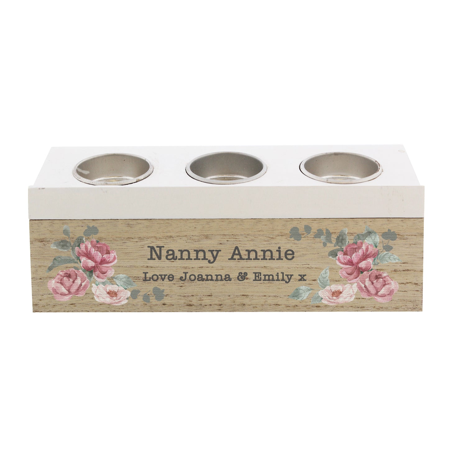 Personalised Floral Watercolour Triple Tea Light Box