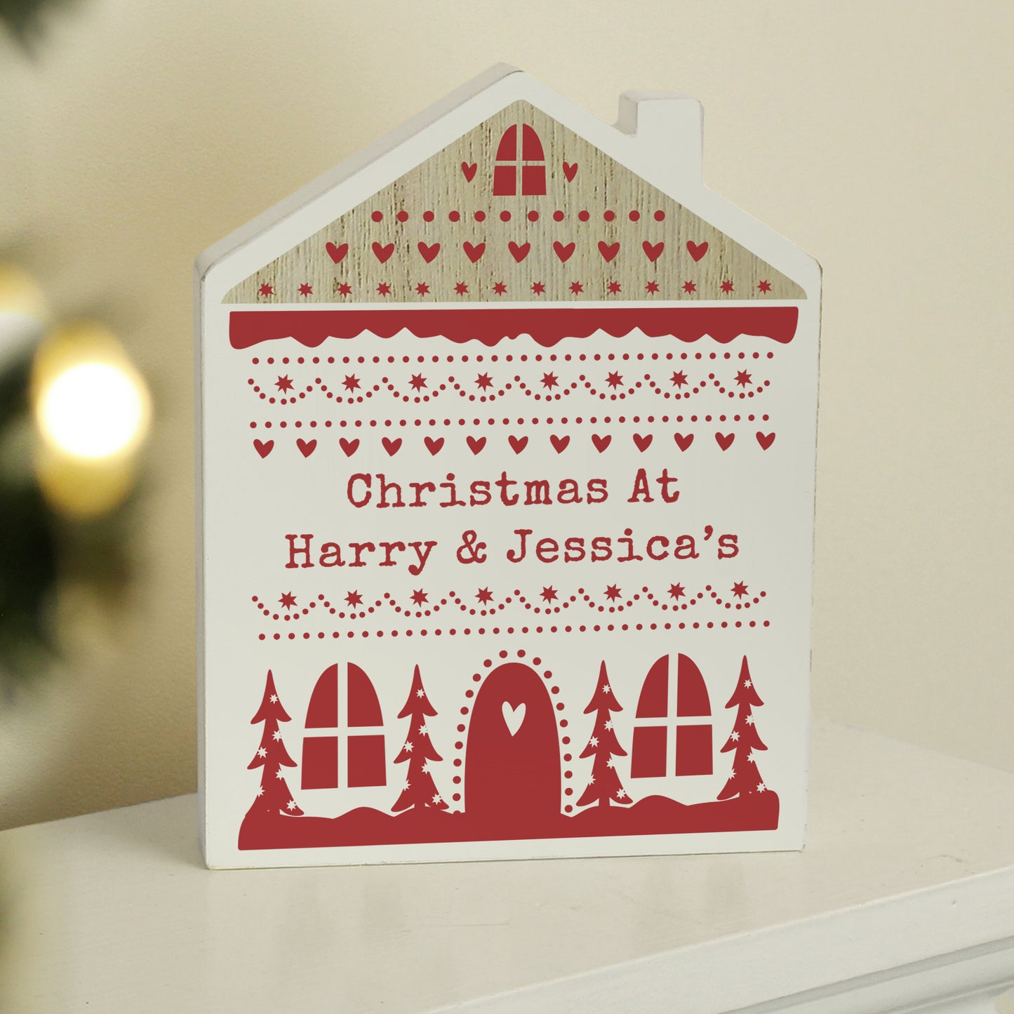 Personalised Christmas 'Fair Isle' Wooden Ornament