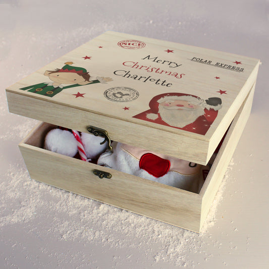 Personalised Santa and Elf Wooden Christmas Eve Box