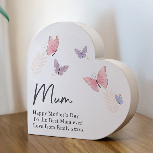 Personalised Butterfly Grey Heart Ornament - Any Ocasion