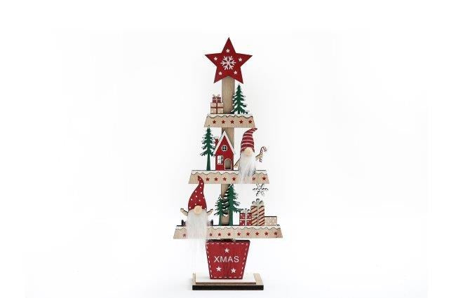 29.5cm Wooden Gonk Christmas Tree Standing Decoration