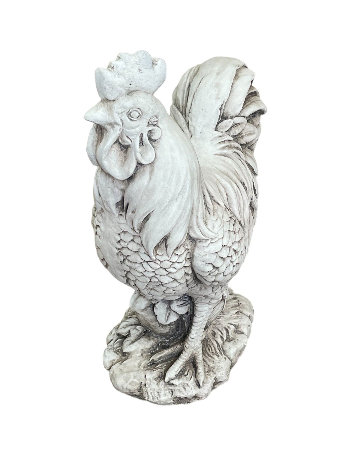 Stone Effect White Cockerel Statue - UK Only