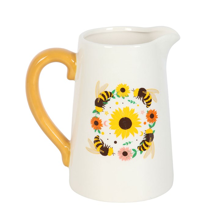 Summer Bee and Sunflower Ceramic Flower Jug (Vase)