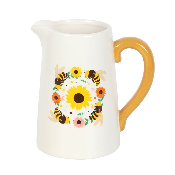 Summer Bee and Sunflower Ceramic Flower Jug (Vase)