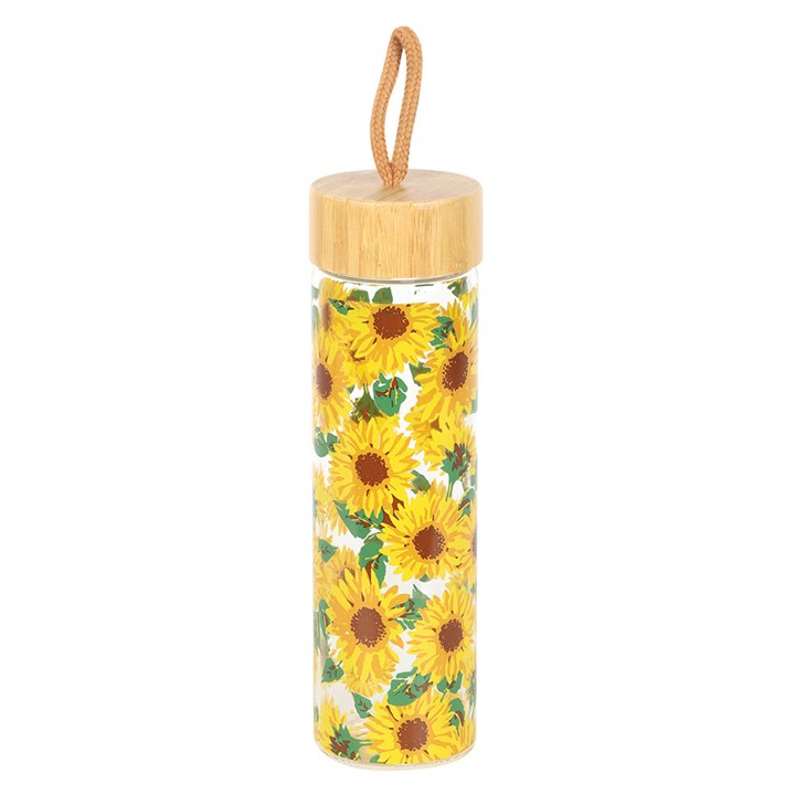 Sunflower Print Glass Water Bottle - Due Back mid November 2025