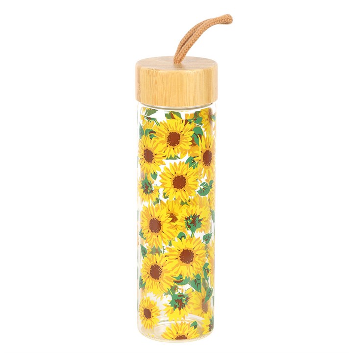 Sunflower Print Glass Water Bottle - Due Back mid November 2025