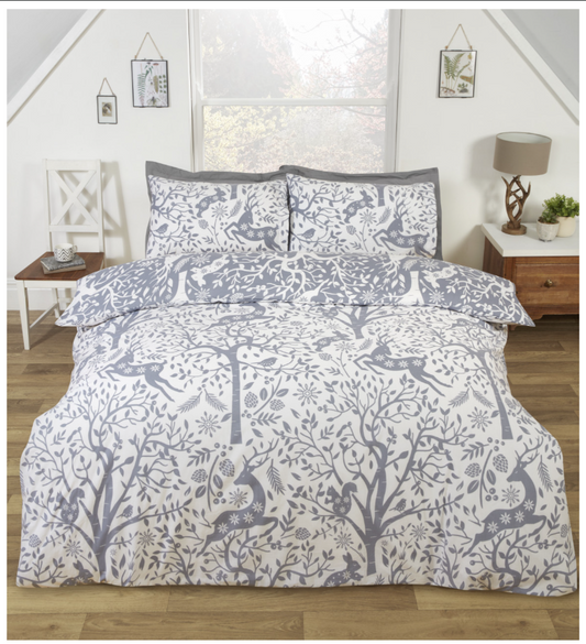 Tatton (Winter / Christmas) Grey Duvet Cover Set - Single, Double & King Available