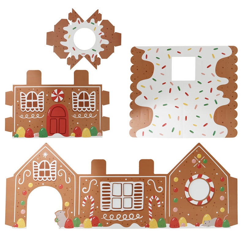 Cardboard Cat Playhouse/Den - Christmas Gingerbread House