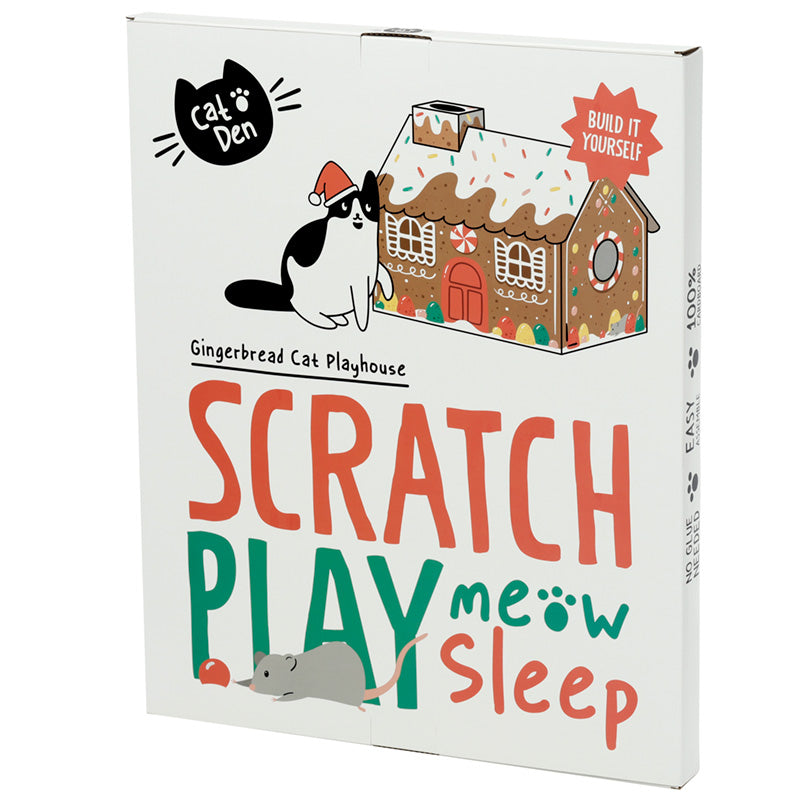 Cardboard Cat Playhouse/Den - Christmas Gingerbread House