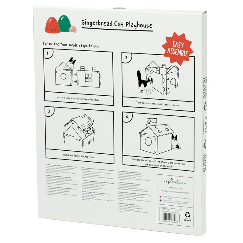 Cardboard Cat Playhouse/Den - Christmas Gingerbread House
