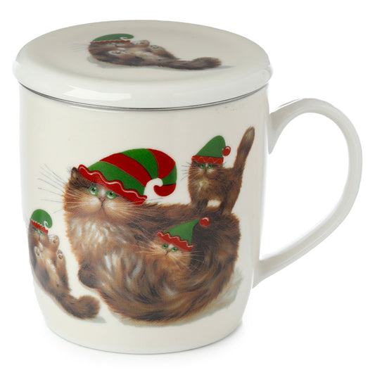 Christmas Elf Cats - Porcelain Mug & Infuser Set (A Kim Haskins Design)