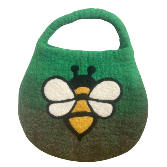 Water Felted Green Bee Bag