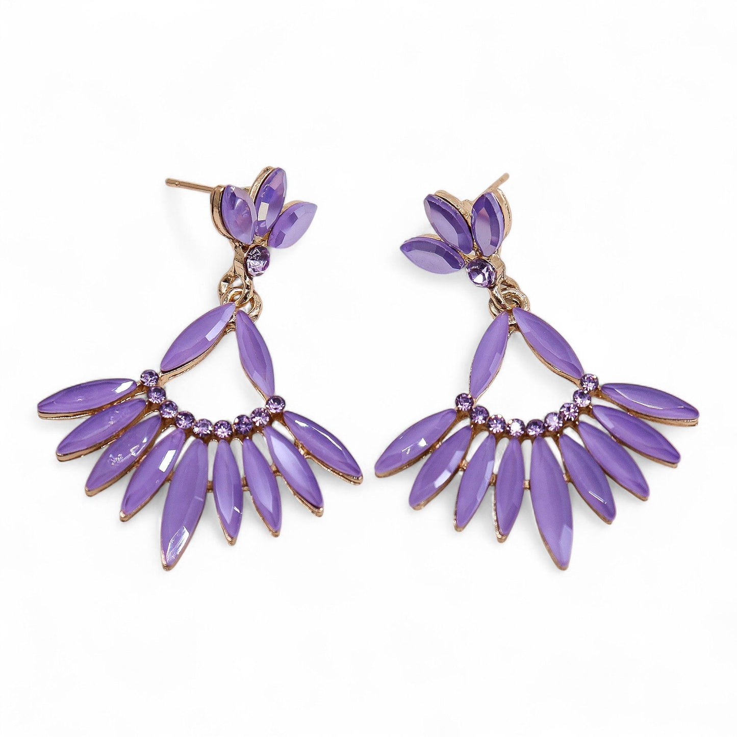 Nymph Aurora: Vintage Glass Long Drop Earrings - Lavender