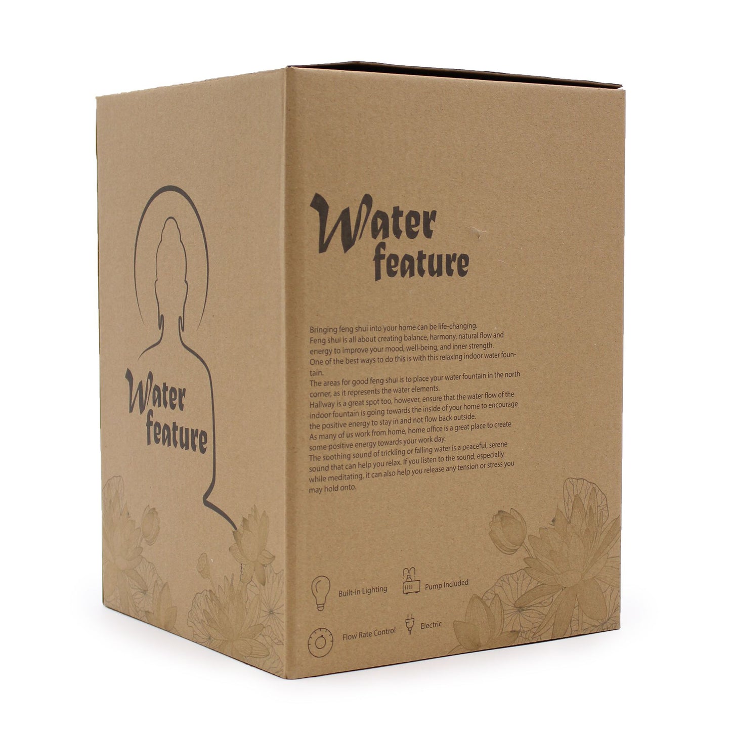 Tabletop Water Feature - Golden Meditating Buddha (30cm)