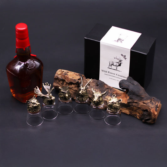 Wild Forest Creatures Set of 6 Shot Glasses (50ml) - Antique Bronze