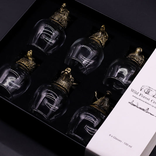 Wild Forest Creatures Set of 6 Shot Glasses (100ml) - Antique Bronze