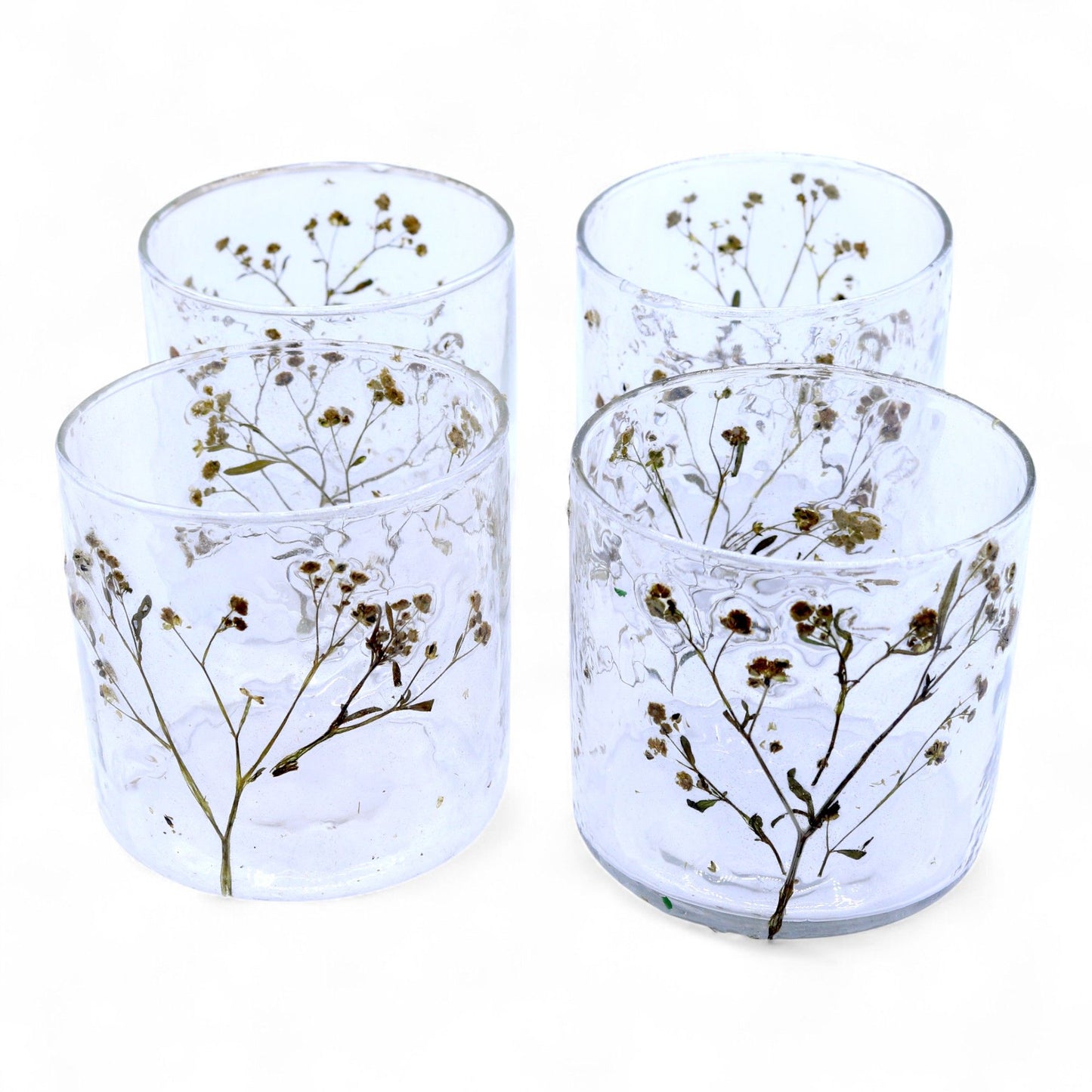Natural Floral Glass - Straight Candle Holder: Margarita