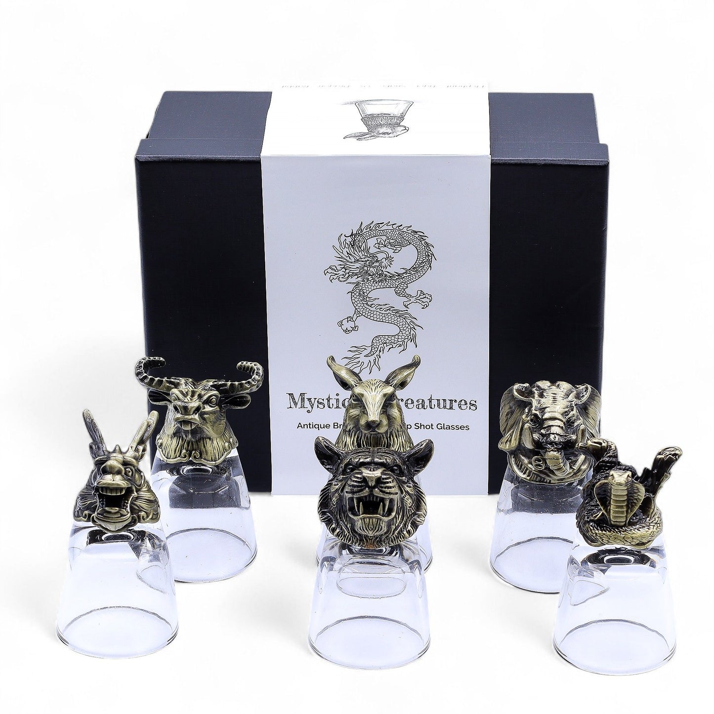 Mystic Creatures Set of 6 Shot Glasses (50ml) - Antique Bronze